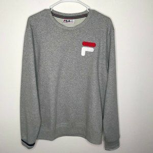 Fila Men's Gray Cotton Blend Pullover Long Sleeve